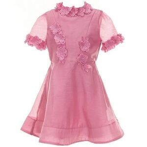 GB Big Girls' Social Short Sleeve Floral Applique Dress, Size 10 - Pink